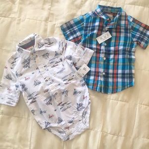 2 Button down shirts  SIZE 12/18 months NWT